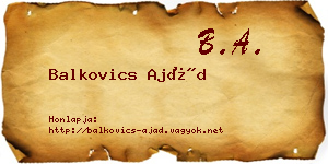 Balkovics Ajád névjegykártya